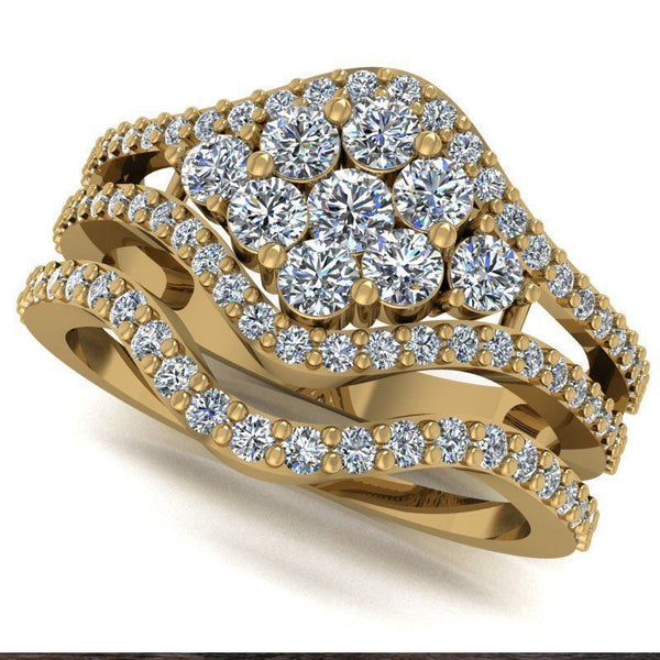 1.9ct Brilliant Diamond Gold Halo Bridal Set - 01US31A